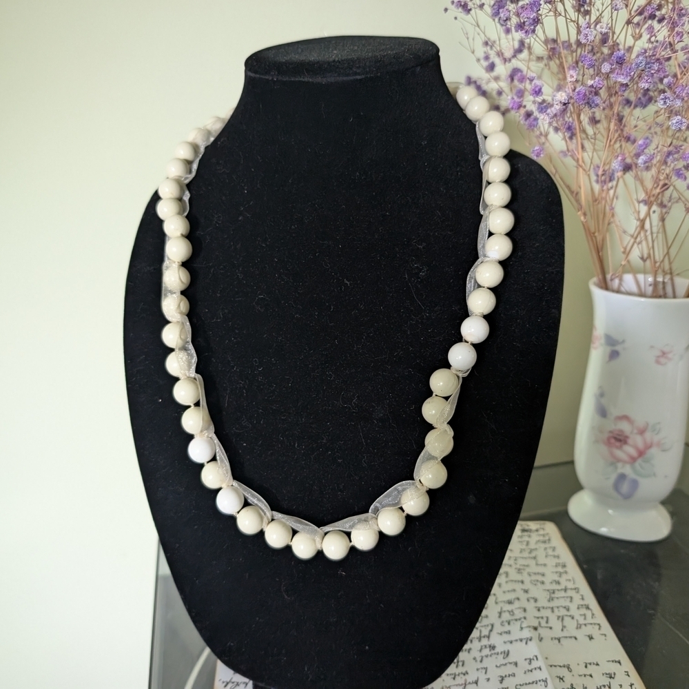 Elegant White Beaded Necklace
